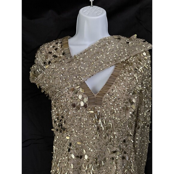 Aiden Mattox Gold Beaded Sequins Formal Dress - Picture 5 of 10